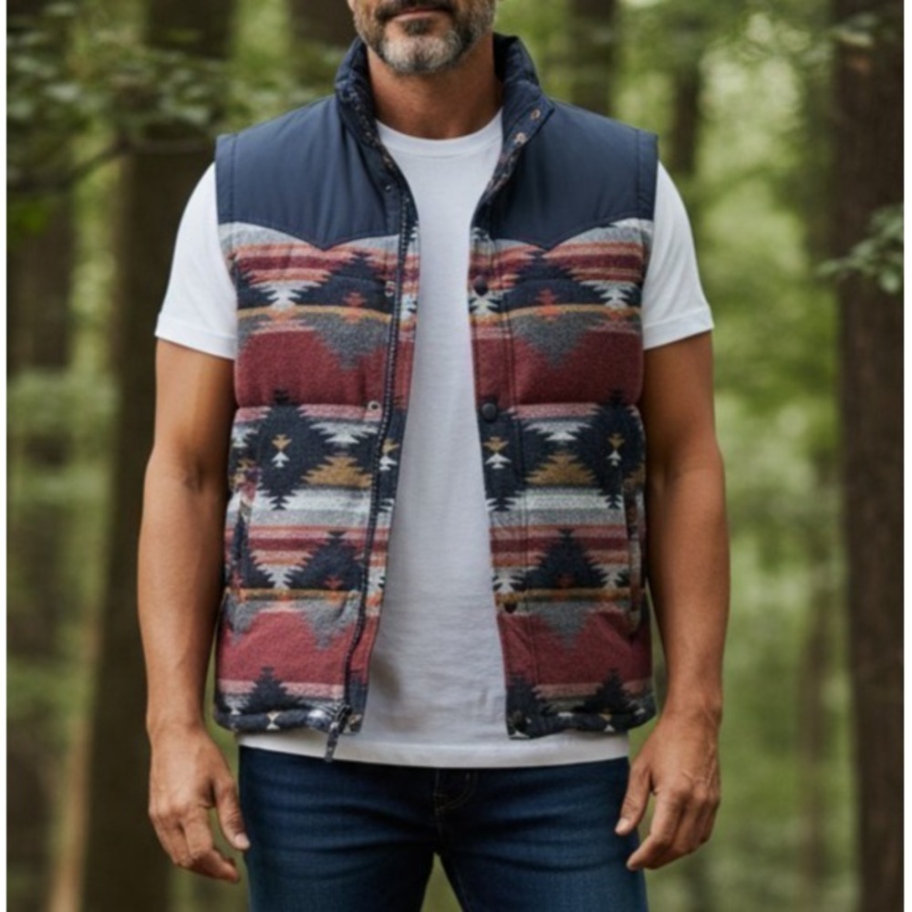Cinch Mens L Aztec Southwestern Water Resistant Vest Cowboy Rodeo Full Zip NWT